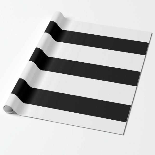 Papier Cadeau Simple Élégant noir blanc rayures Simple (Déroulé)