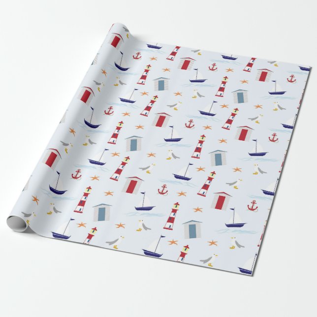 Papier Cadeau Simple et amusant Nautique (Déroulé)