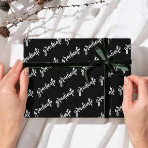 Papier Cadeau Simple Graduate Black and White Graduate Party