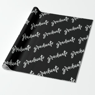 Papier Cadeau Simple Graduate Black and White Graduate Party