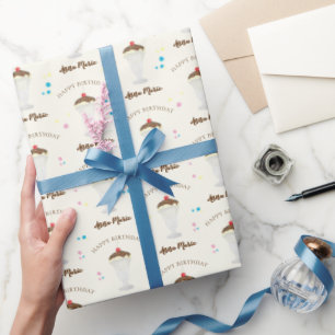 Papier Cadeau Simple mignonne Anniversaire coloré crème glacée d