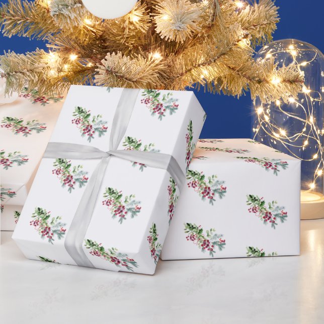 Papier Cadeau Simple moderne Noël Botanique Vacances (Vacances)