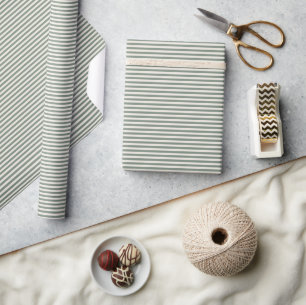 Papier Cadeau Simple Moderne Sage Vert Stripes 