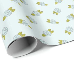 Papier Cadeau Simple Motif Floral Rose Bleue Cute Ditsy