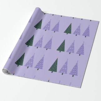 Papier Cadeau Simple Noël Arbres Lavender Motif Trio