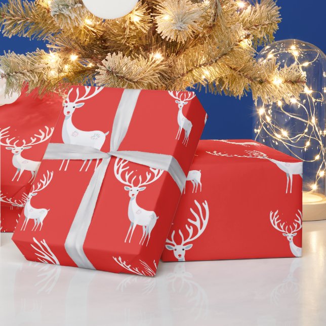 Papier Cadeau Simple Red Reindets Noël Motif de Noël (Vacances)