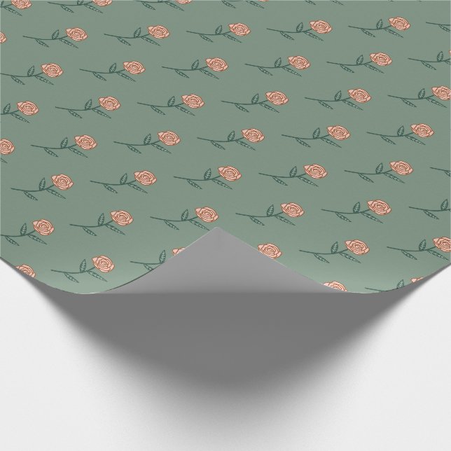 Papier Cadeau Simple rose Roses Ditsy Floral Vacances Blue Cadea (Coin)