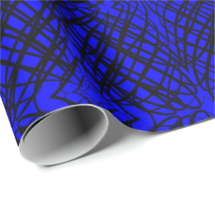 Papier Cadeau Simple Scribble Carreaux miroir Bleu
