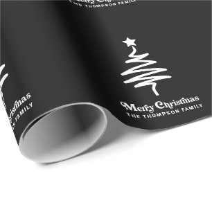 Papier Cadeau Simple tendance Noir rétro Noir personnalisé Noël