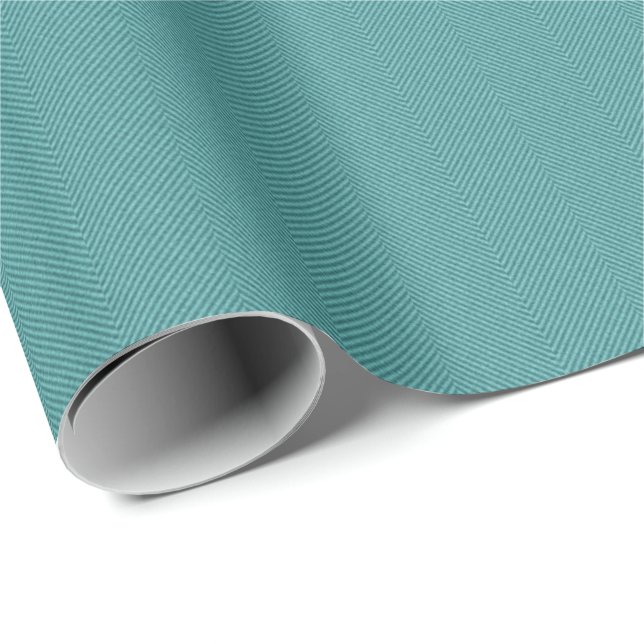 Papier Cadeau Simple turquoise herringbone tweeté mignon vacance (Coin rond)