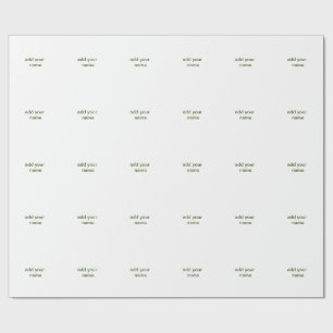 Papier Cadeau Simple vert minimal ajouter votre nom de texte pho