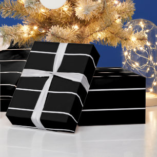 Papier Cadeau Simples bandes blanches sur Arrière - plan noir