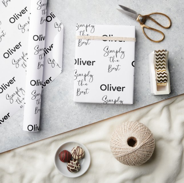 Papier Cadeau Simply the Best Personalized Black and White (Artisanat)