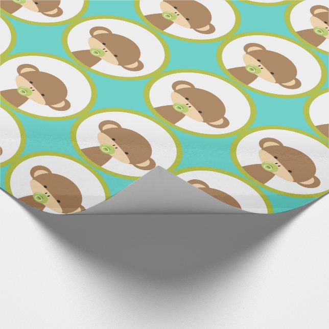 Papier Cadeau Singe Safari bébé avec Motif Pacificateur (Coin)