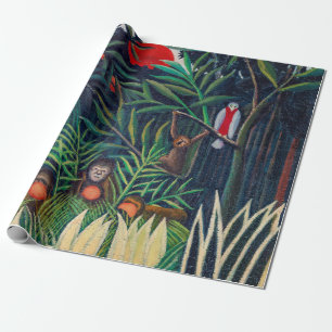 Papier Cadeau Singes Parrot Animal dans la forêt de la Jungle