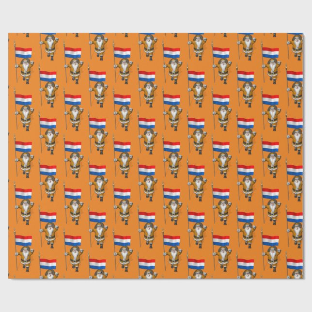 Papier Cadeau Sinterklaas Avec Drapeau Du Pays-Bas (Plat)