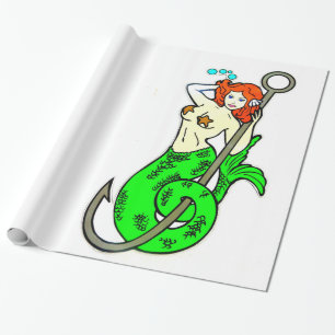 Papier Cadeau sirène à queue verte