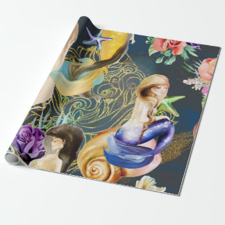 Papier Cadeau Sirène d'aquarelle rêvée
