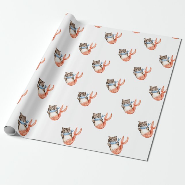 Papier Cadeau Sirène de chat de Purmaid (Déroulé)