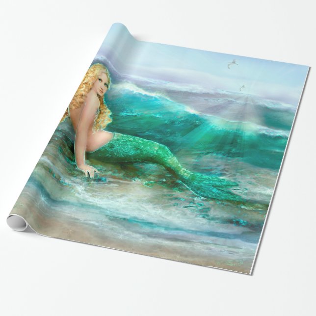 Papier Cadeau Sirène d'imaginaire sur le rivage de la mer de (Déroulé)