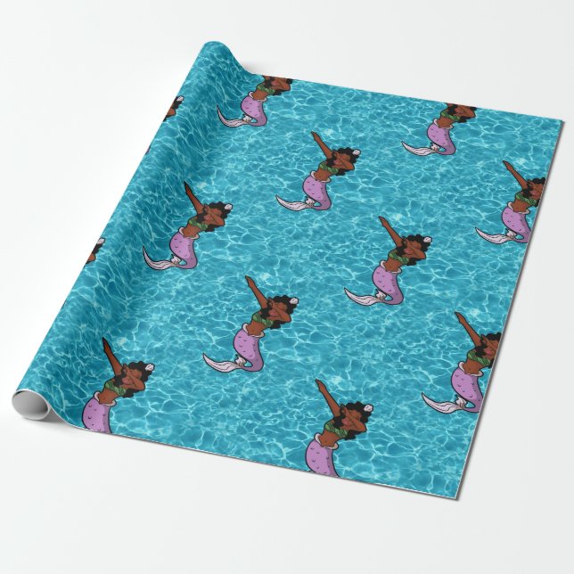 Papier Cadeau sirène noire marine (Déroulé)