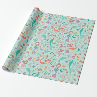 Papier Cadeau Sirènes et amis sous-marins enveloppant du papier