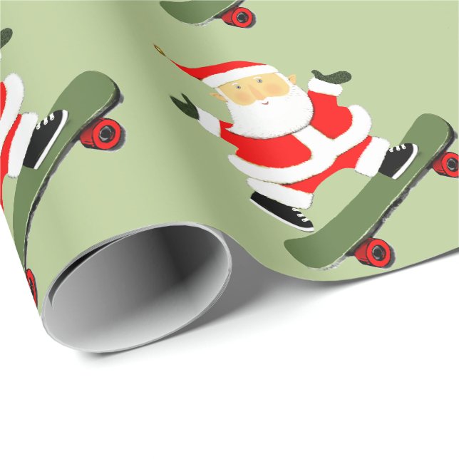 Papier Cadeau Skateboard cadeau de Noël (Coin rond)