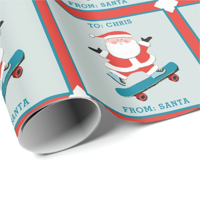 Papier Cadeau Skateboard cadeau de vacances (Coin rond)
