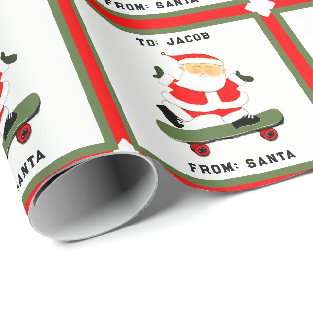 Papier Cadeau Skateboard Noël cadeau de vacances (Coin rond)