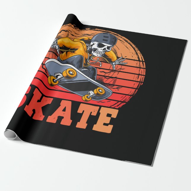 Papier Cadeau Skateboard Retro Skateboard Vintage (Déroulé)
