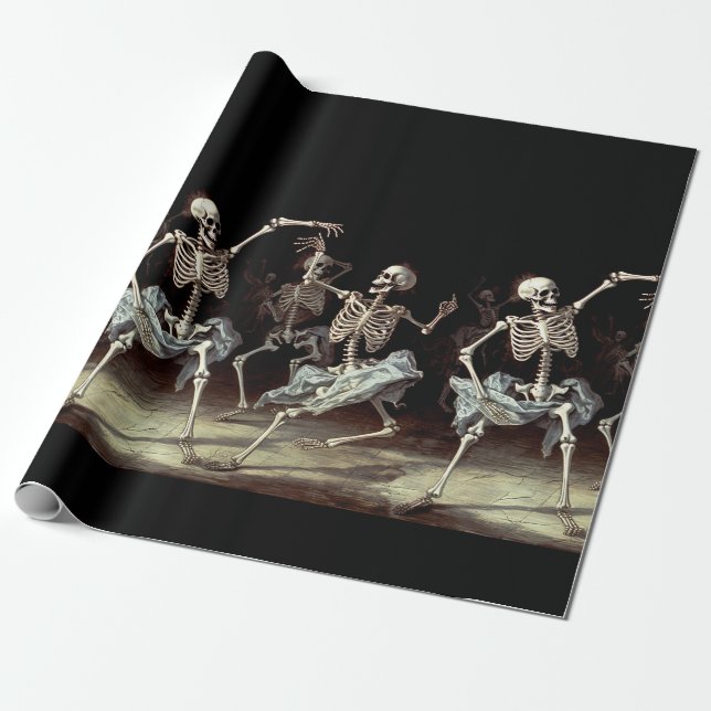 Papier Cadeau Skeletons dansants Mariage gothique (Déroulé)