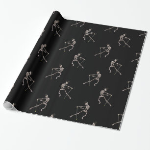 Papier Cadeau Skeletons dansants sur le noir