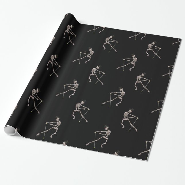 Papier Cadeau Skeletons dansants sur le noir (Déroulé)