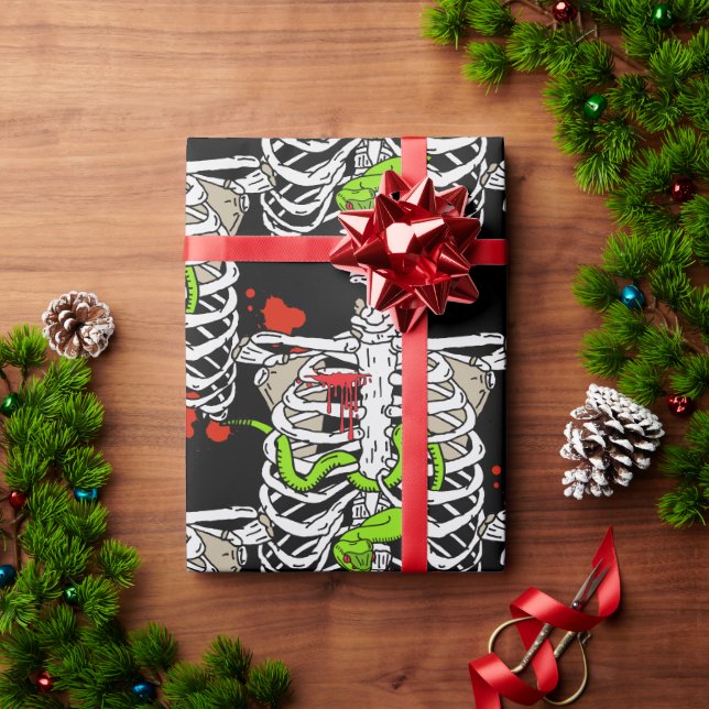 Papier Cadeau Sketon Bones Ribcage Splats Halloween (Cadeau de vacances)
