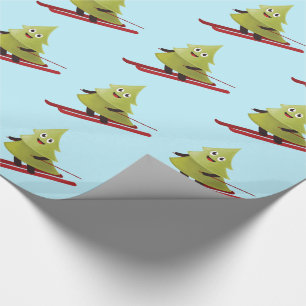 Papier Cadeau Ski Pine Arbre Cute Sports Neige hiver