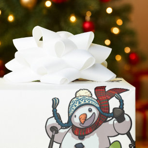 Papier Cadeau Ski Snowman Casquette de Noël Cartoon Grande répét