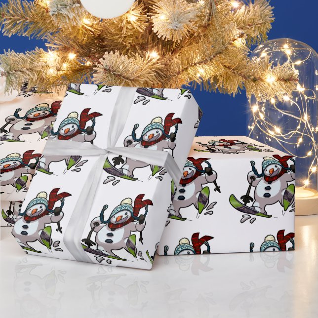 Papier Cadeau Ski Snowman Casquette de Noël Cartoon Grande répét (Vacances)