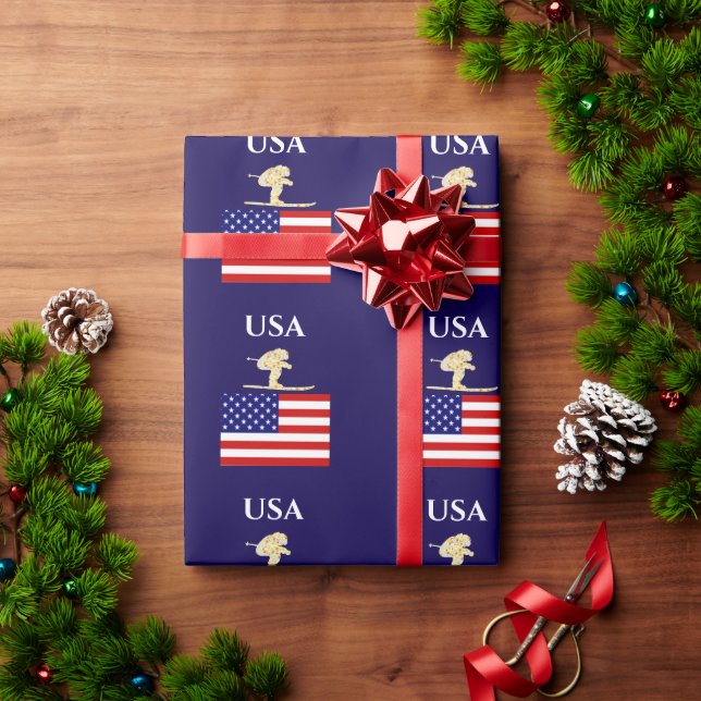 PAPIER CADEAU SKIER (Cadeau de vacances)