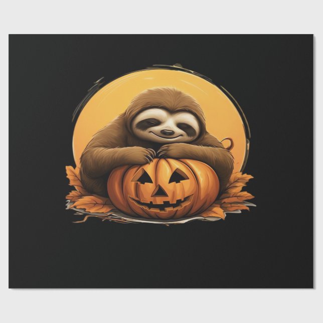 Papier Cadeau Sleeping Sloth and Halloween Pumpkin Classic T-Shi (Plat)