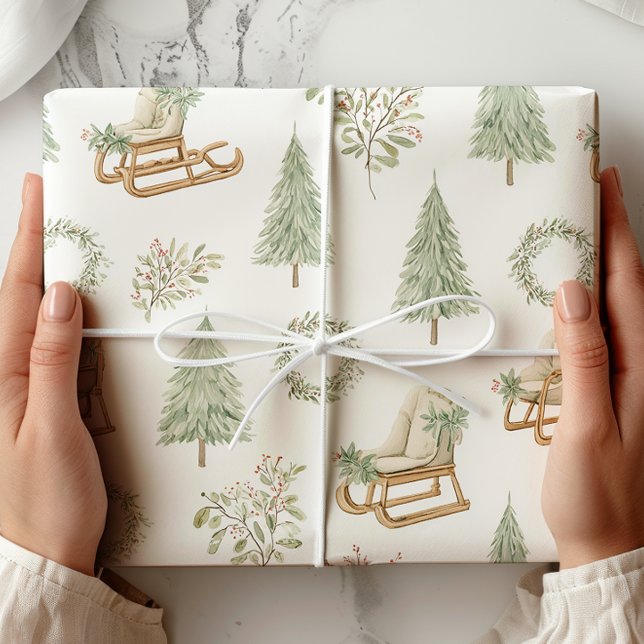 Papier Cadeau Sleigh & Pine Russe (Créateur téléchargé)