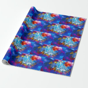 Papier Cadeau SlipperyJoe NYC graffiti lune entourée tourbillonn