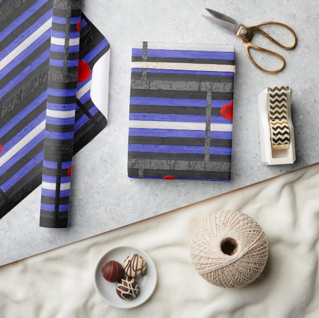 Papier Cadeau SlipperyJoe's cuir drapeau orgueil noir bleu royal (Artisanat)