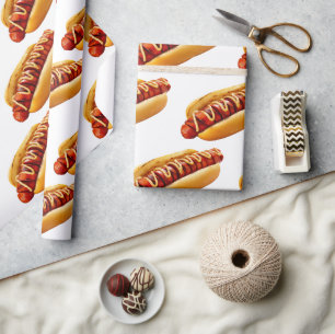 Papier Cadeau SlipperyJoe's hot dog niché doucement pain jaune v