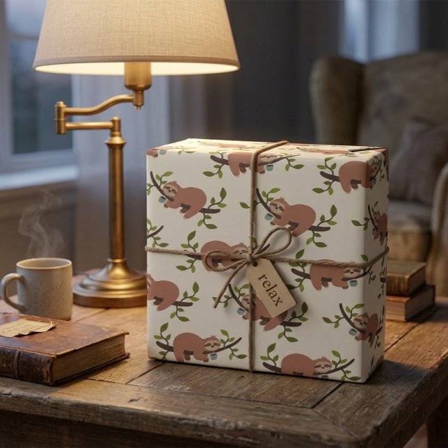 Papier Cadeau Sloth & Coffee Wrapping Paper (Créateur téléchargé)