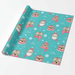 Papier Cadeau Sloth Et Les Amis motif Noël