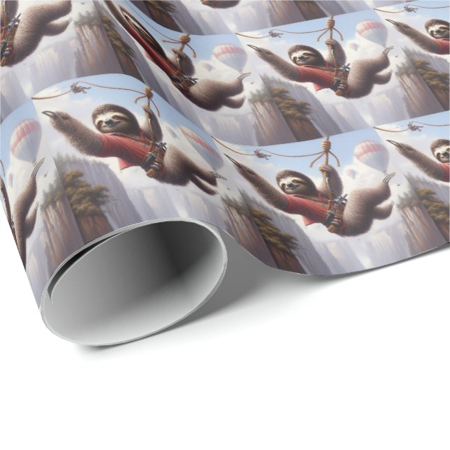 Papier Cadeau Sloth Ziplining (Coin rond)