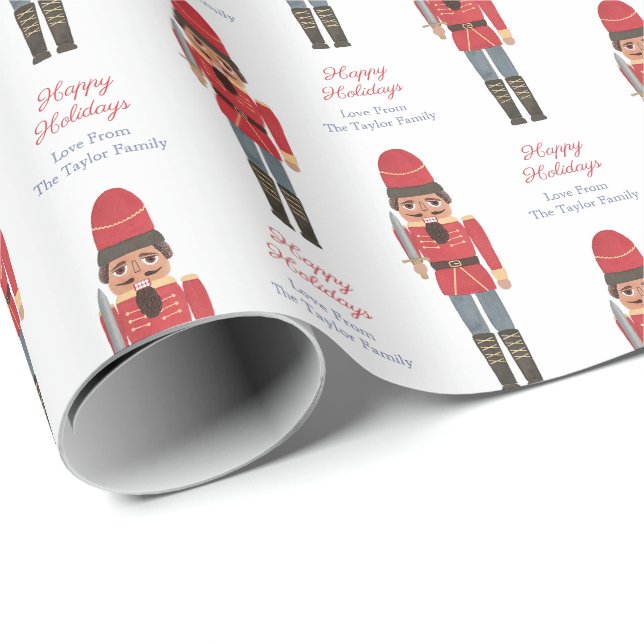 Papier Cadeau Smart African American Nutcracker Joyeux Noël (Coin rond)