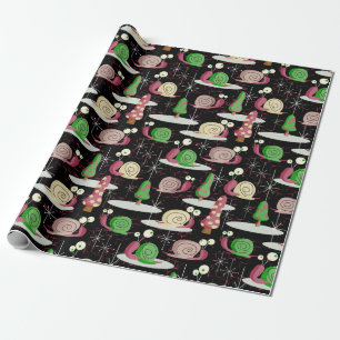 Papier Cadeau Snails de Noël - Rétro du milieu du siècle —