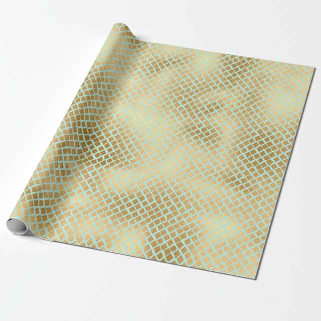 Papier Cadeau Snakeskin d'or et de menthe (Déroulé)
