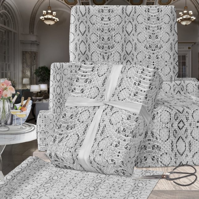 Papier Cadeau Snakeskin Exotique Noir Et Blanc (Créateur téléchargé)